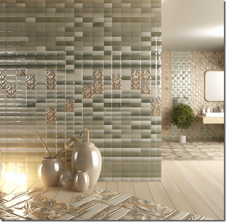 Современный интерьер ванной с плиткой Керама Марацци, отражающей свет и чистоту, окружённая элегантными аксессуарами