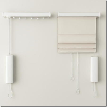 Схематичное изображение раздвижного и подъемного типа электрокарнизов