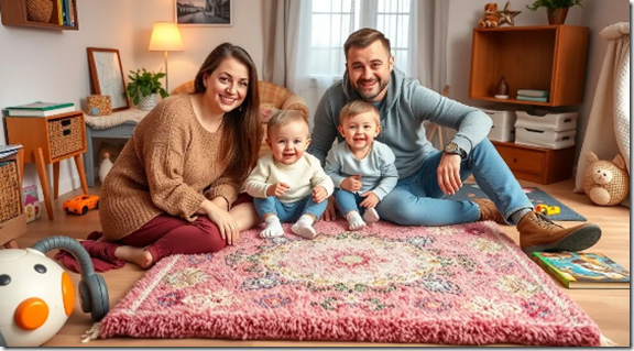 Счастливая семья на чистом ковре